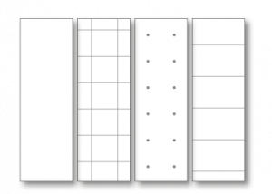Types de finitions sur papier bloc-notes avec papier blanc, à carreau, à points ou à lignes