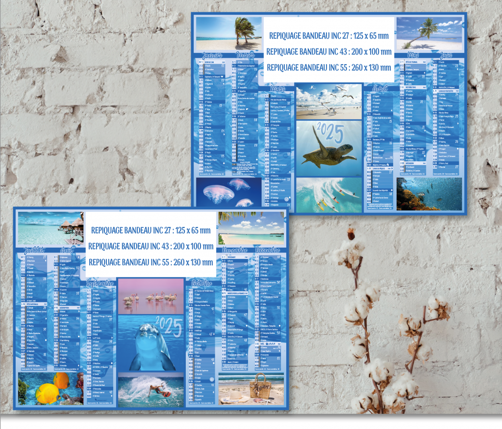 Calendriers bancaires avec photo de mers et d'océans